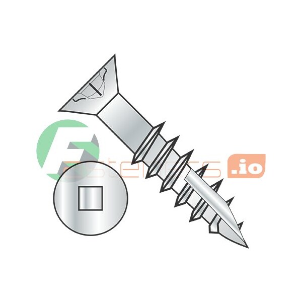 Newport Fasteners Wood Screw, #8, 3 in, Zinc Plated Steel Flat Head Square Drive, 1600 PK 166378 - main
